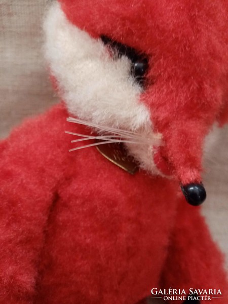 Old mohair red fox with black glass eyes