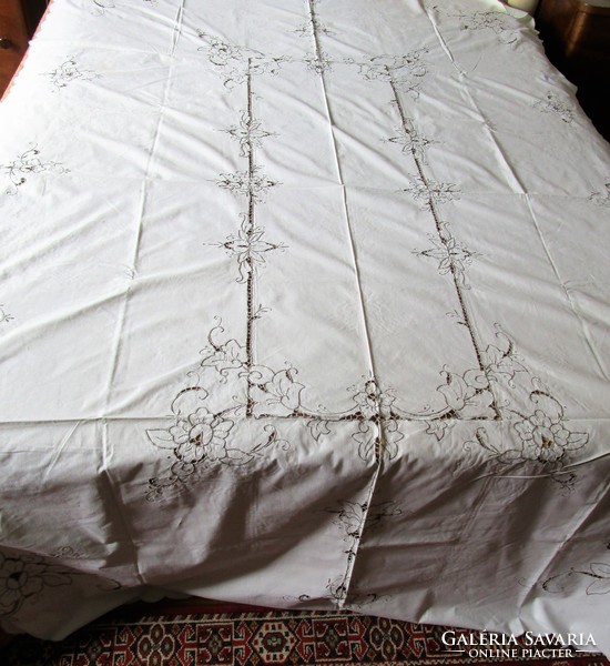 Giant Art Nouveau meticulous madeira embroidery embroidered tablecloth tablecloth valuable Hungarian handicraft 1908