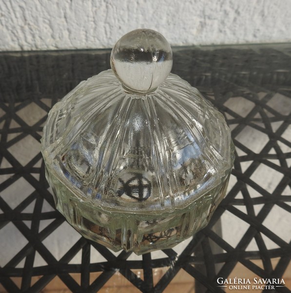 Régi üveg gömb alakú bonbonier