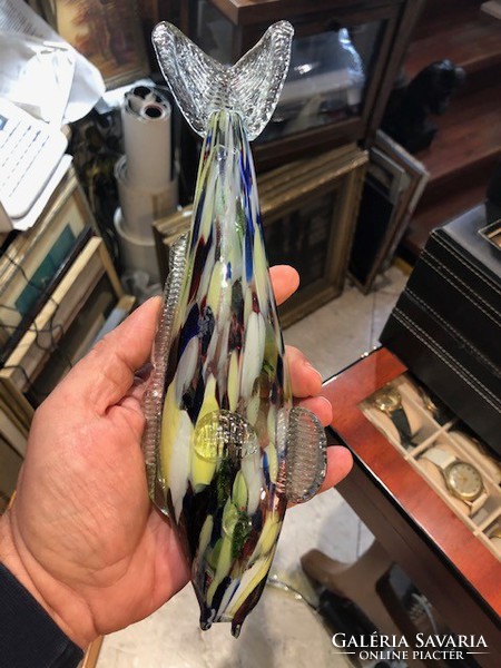 Muránói üveg hal szobor, hibátlan állapotban, 24-32 cm ig hoszú.5 db