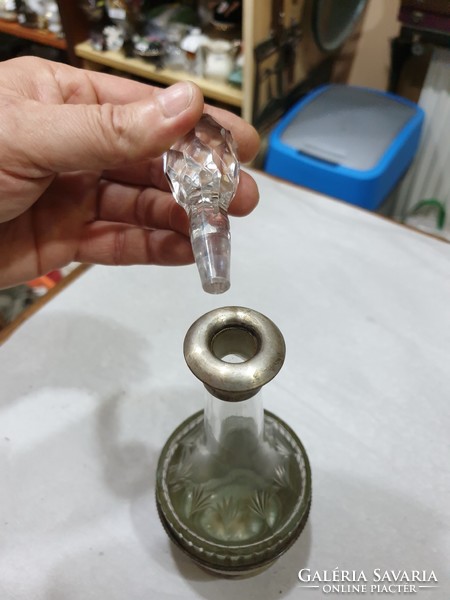 Ezüst diszitéses kristály palack 