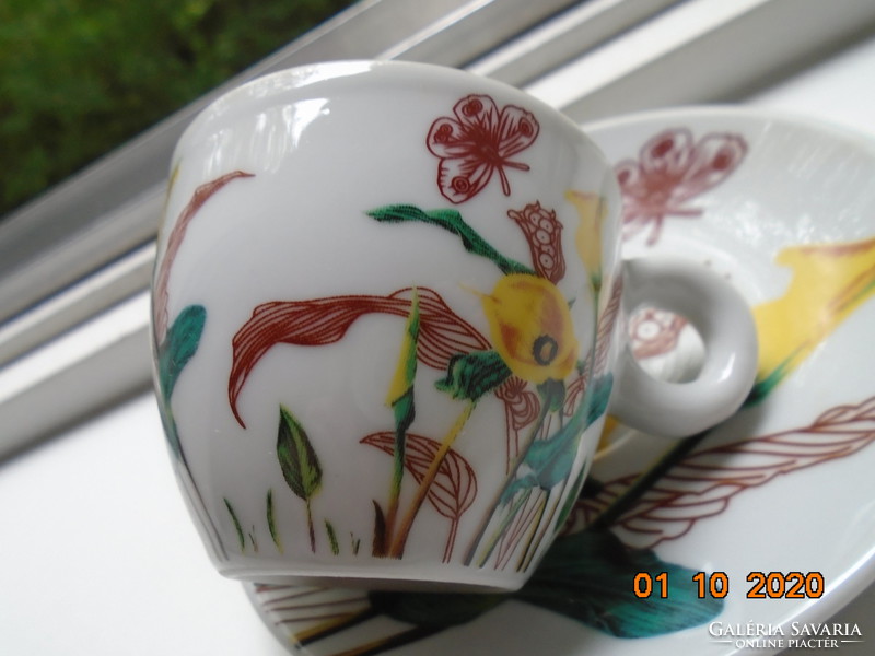 VaBene ,térhatást keltő kála virág mintás modern kávés csésze alátéttel