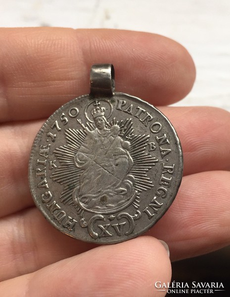 Ezüst érme Mária Terézia Patrona Regni Hungariae1750 Magyarország patrónája 15 krajcár