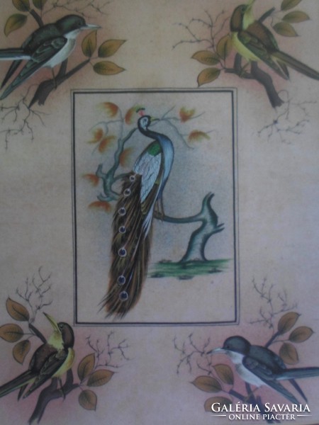 Ismeretlen művész: Gyönyörű pávás, madaras 2 db festmény párban