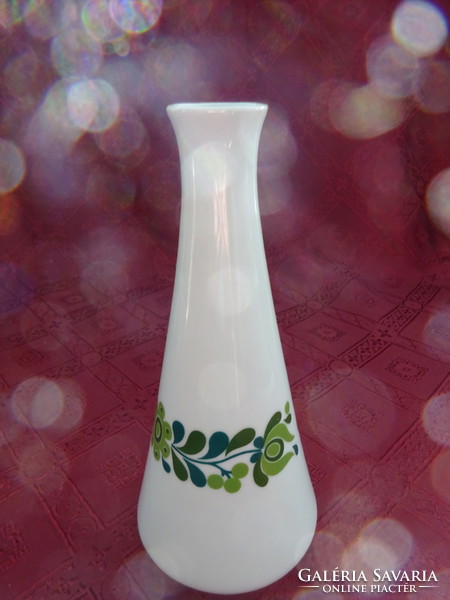 Alföldi porcelain vase, with a green pattern, height 20 cm. He has! Jokai.