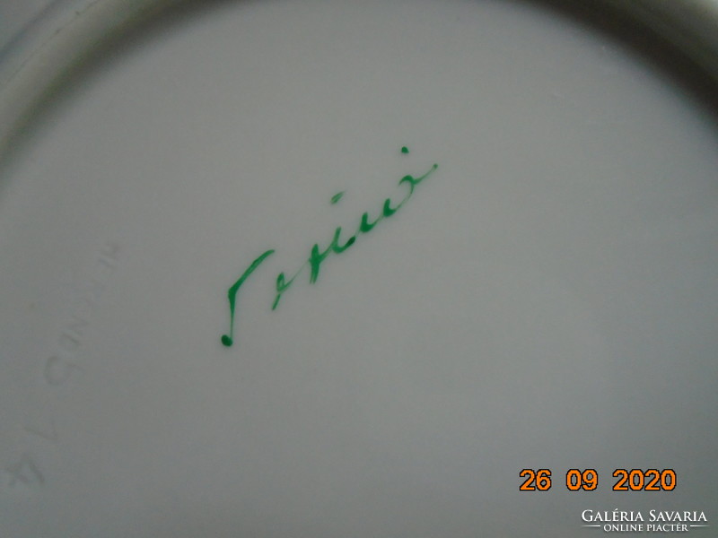 Herendi Tertia kézzel festett tányér dombor kosár mintás mélynyomással is jelzett