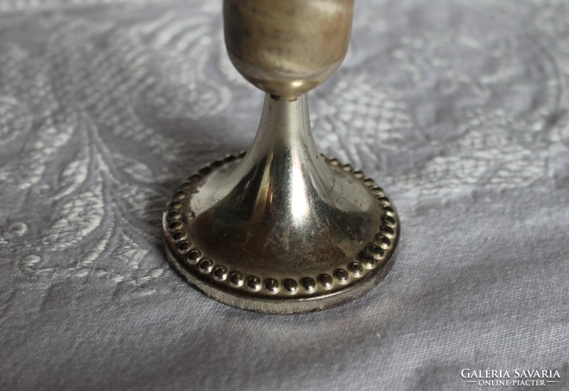 Régi alpakka ezüst gyertyatartó vagy váza antik - régiség, antik váza, múlt század eleji lakás dísz