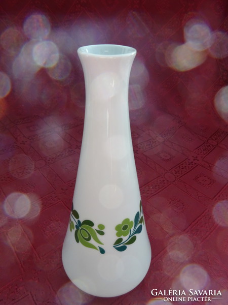 Alföldi porcelain vase, with a green pattern, height 20 cm. He has! Jokai.