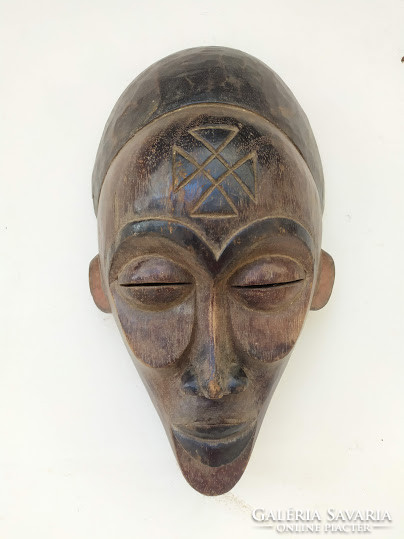 Antique african african patinated wood mask chokwe ethnic group angola africká mask drum 13. 3507