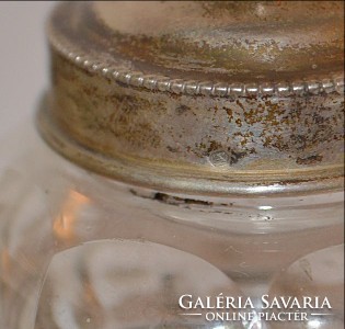 Ezüst tinta-toll tartó eredeti kristály üvegeivel ezüstjelekkel több helyen