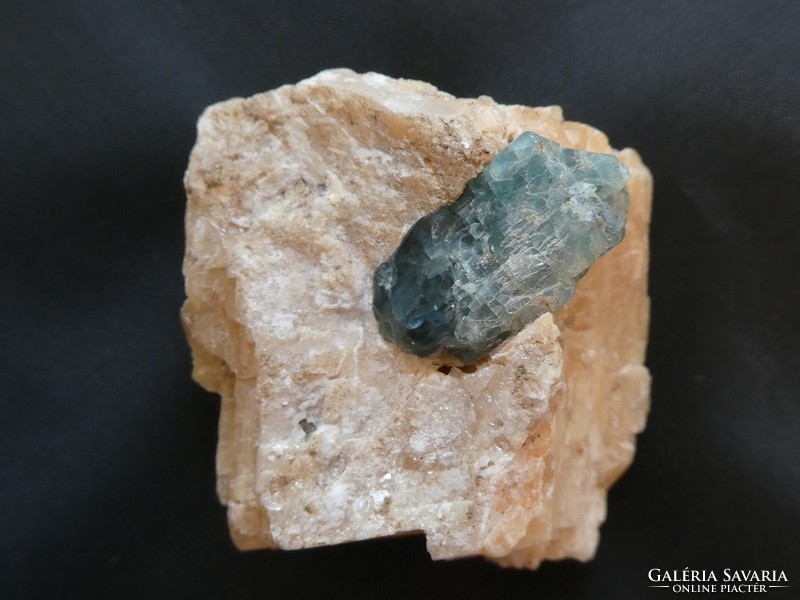 Natural raw fluorapatite mineral calcite on bedrock. 46 Grams.