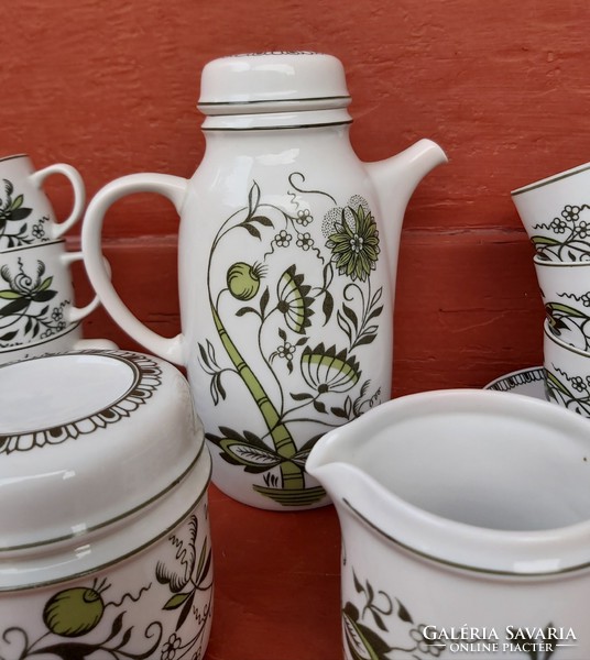 Retro raven house green onion pattern coffee set, set, cup, rarer pattern, collectible beauty