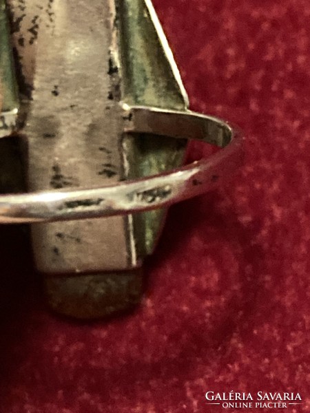 Borostyán köves ezüst gyűrű a múlt századból!