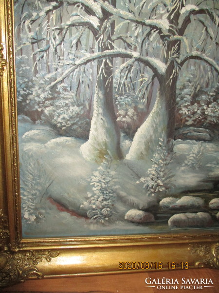 Winter forest - oil on canvas, signed (50x70)