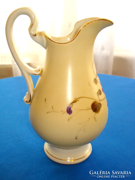 Antik, elegáns szecessziós ibolya mintás tejes kancsó (1890-1910)