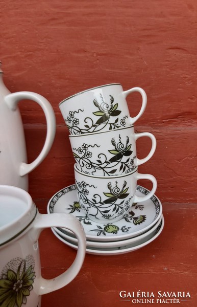 Retro raven house green onion pattern coffee set, set, cup, rarer pattern, collectible beauty