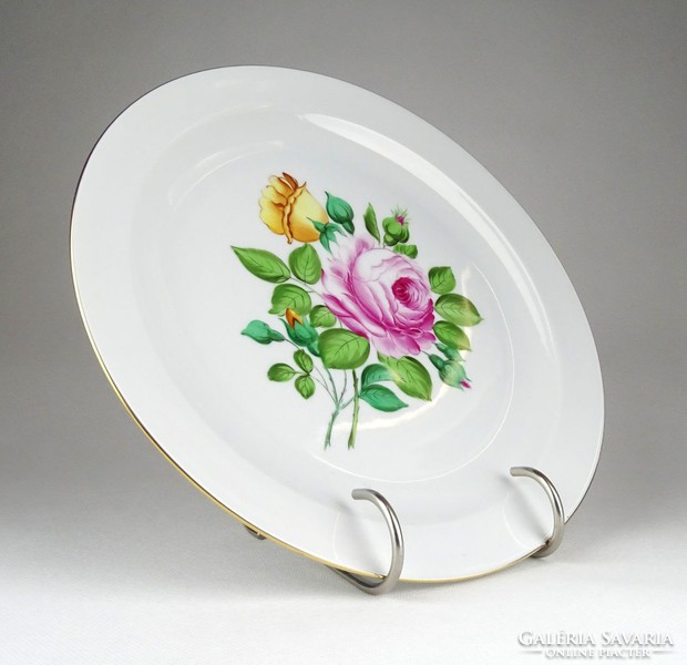 1C045 Nagyméretű rózsadíszes Herendi porcelán falitányér 25 cm