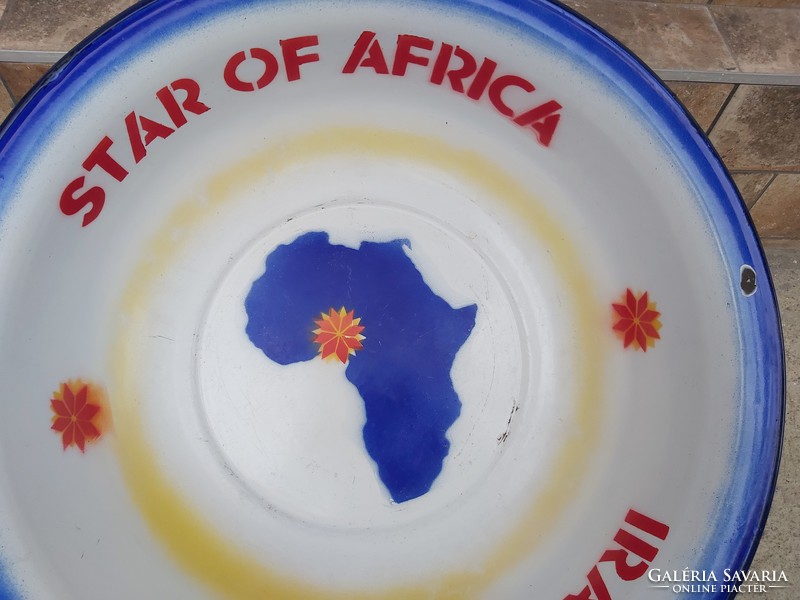 Extrém ritka Budafoki 55 cm-es Star of Africa, Afrika zománcos lavór ,  Gyűjtői darab