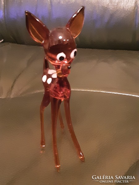 Bűbájos, ritka - üveg őz, őzike - kecses, magas, finom figura, Bambi