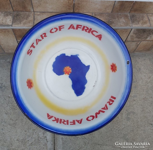 Extrém ritka Budafoki 55 cm-es Star of Africa, Afrika zománcos lavór ,  Gyűjtői darab