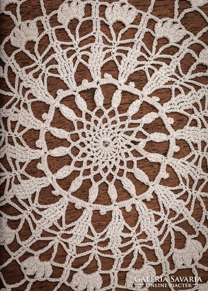 Hand crocheted lace tablecloth