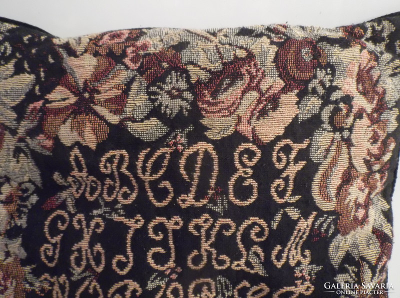 Pillow - alphabet - tapestry effect - pattern on two sides - 36 x 36 cm - nice condition