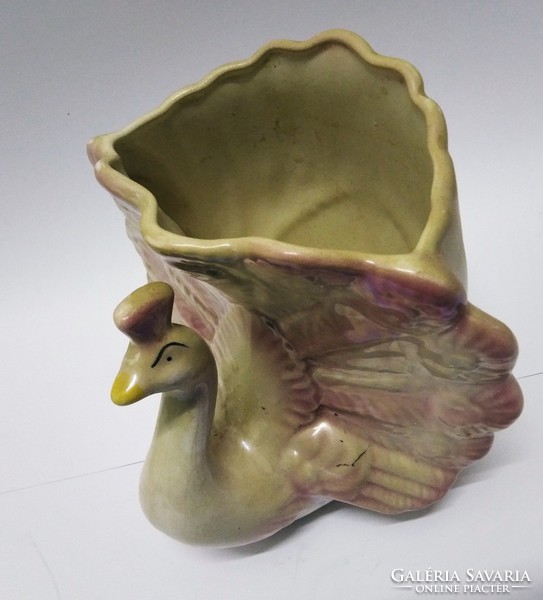 Irizáló porcelán hattyú váza, 1970-es évek