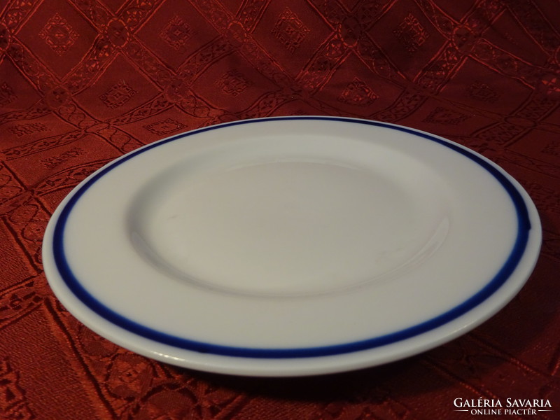 Zsolnay porcelán kék csíkos süteményes tányér, átmérője 18,5 cm. Vanneki!
