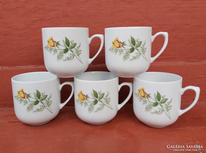 5 pcs kahla yellow-rose, rosy, mugs, mug, for sale at the same time