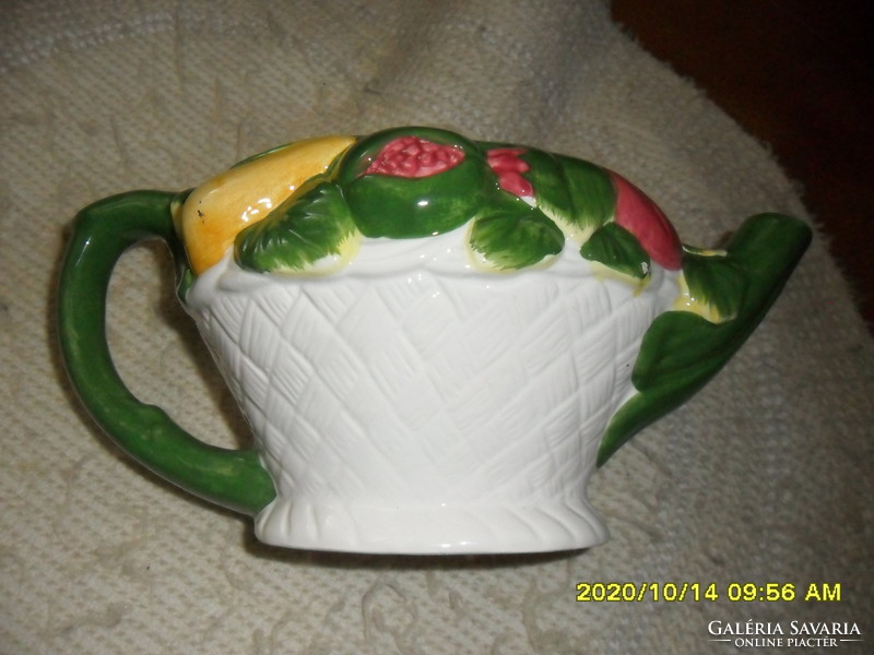Porcelánfajansz tea kiöntő szines gyümölcsös 
