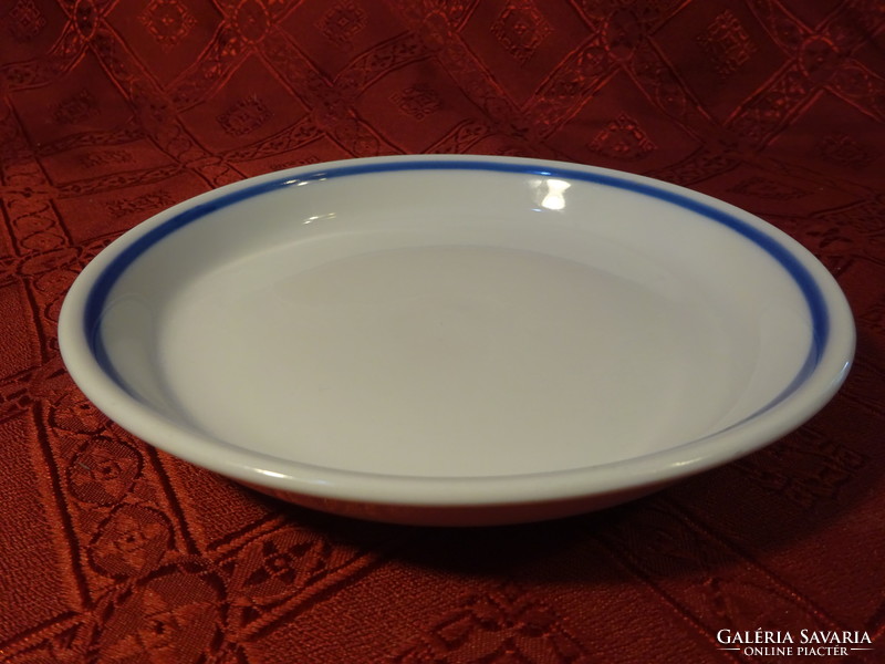 Zsolnay porcelán, kék csíkos süteményes tányér, átmérője 17 cm. Vanneki!