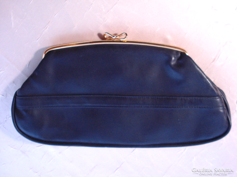Old, flat, black leather theater bag