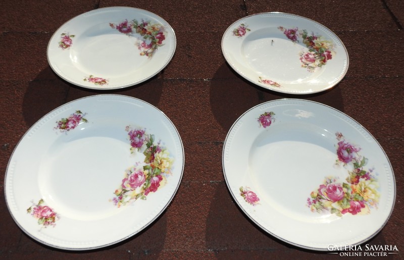 Antik virágmintás tányér készlet - 4 db nagy lapos tányér