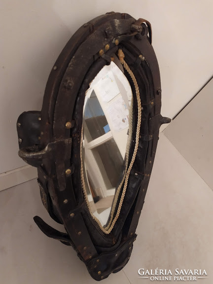 Antik lószerszám ló lovas eszköz hámból készült fali tükör
