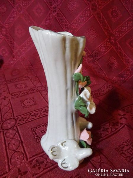 Szív alapon német porcelán váza, galambokkal és rózsa mintával, magassága 12 cm. Vanneki!