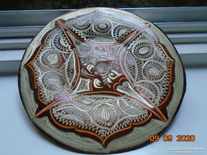 Inlaid oriental red copper wall plate