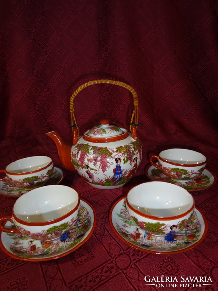 Japanese porcelain, four-person tea set, 11 pieces. The cups are geisha-headed. He has!