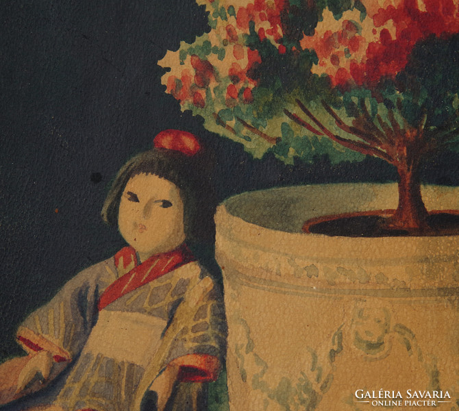 Oppel Magda (1884-?): Játékbaba kimonóban.