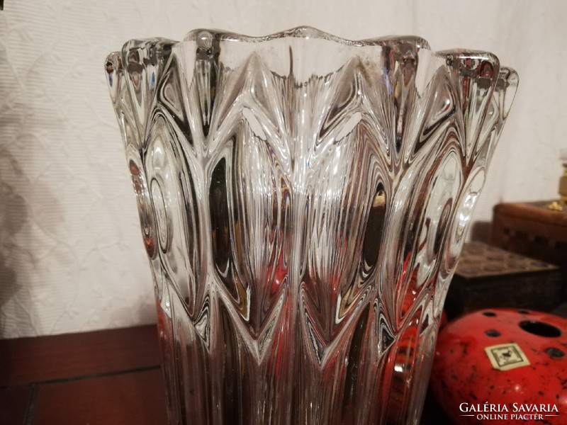 Szép vastag falú nagy retro üveg váza