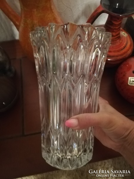 Szép vastag falú nagy retro üveg váza