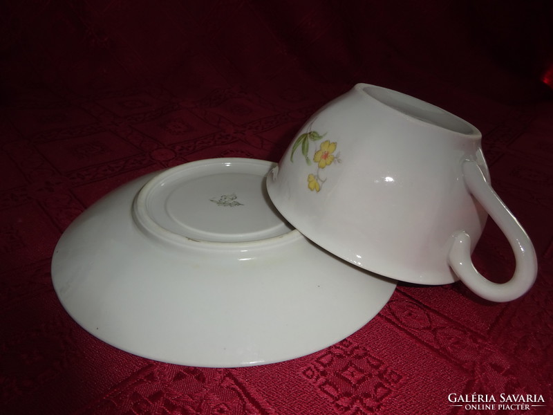 Granite Hungarian porcelain antique tea cup + saucer. Set of 6 pieces. He has!