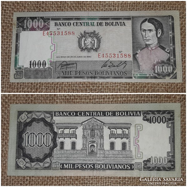 Bolivian 1000 pesos paper money