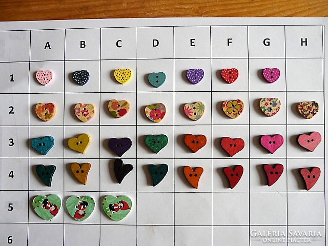 Heart, heart button, wood button collection for clothes, bags, scrapbooking