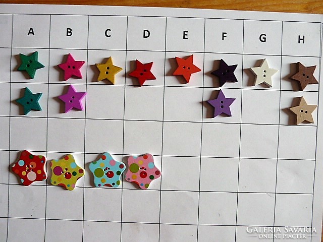 Star, star button, wooden button from collection for clothes, bags, scrapbooking