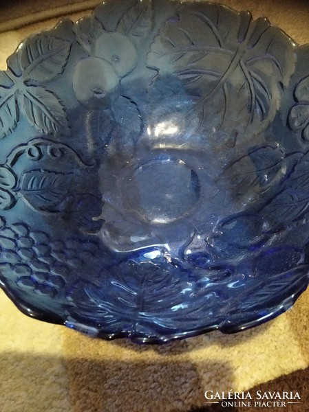 Blue huge glass bowl 30 cm dia