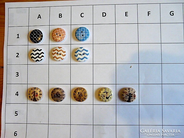 Clock, abstract geometry button, wooden button collection for clothing, bag, scrapbooking