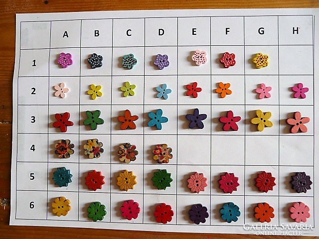 Flower, floral button, wood button collection for clothes, bags, scrapbooking