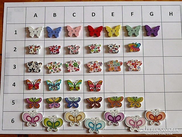 Butterfly, butterfly button, wooden button collection for clothes, bags, scrapbooking