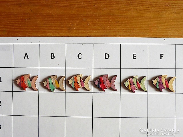 Fish, fish, fish buttons, wooden buttons from the collection for clothes, bags, scrapbooking