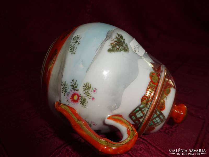 Japán KUTANI porcelán cukortartó, magassága 10,5 cm. Vanneki!